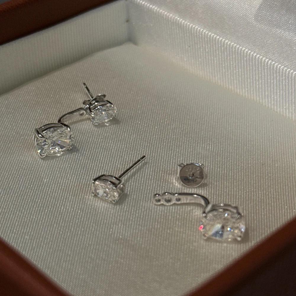 Classic Oval Cut Moissanite Ear Jacket Earring for Women Detachable Earrings 925 Silver Plated Jewely Party Wedding Gift