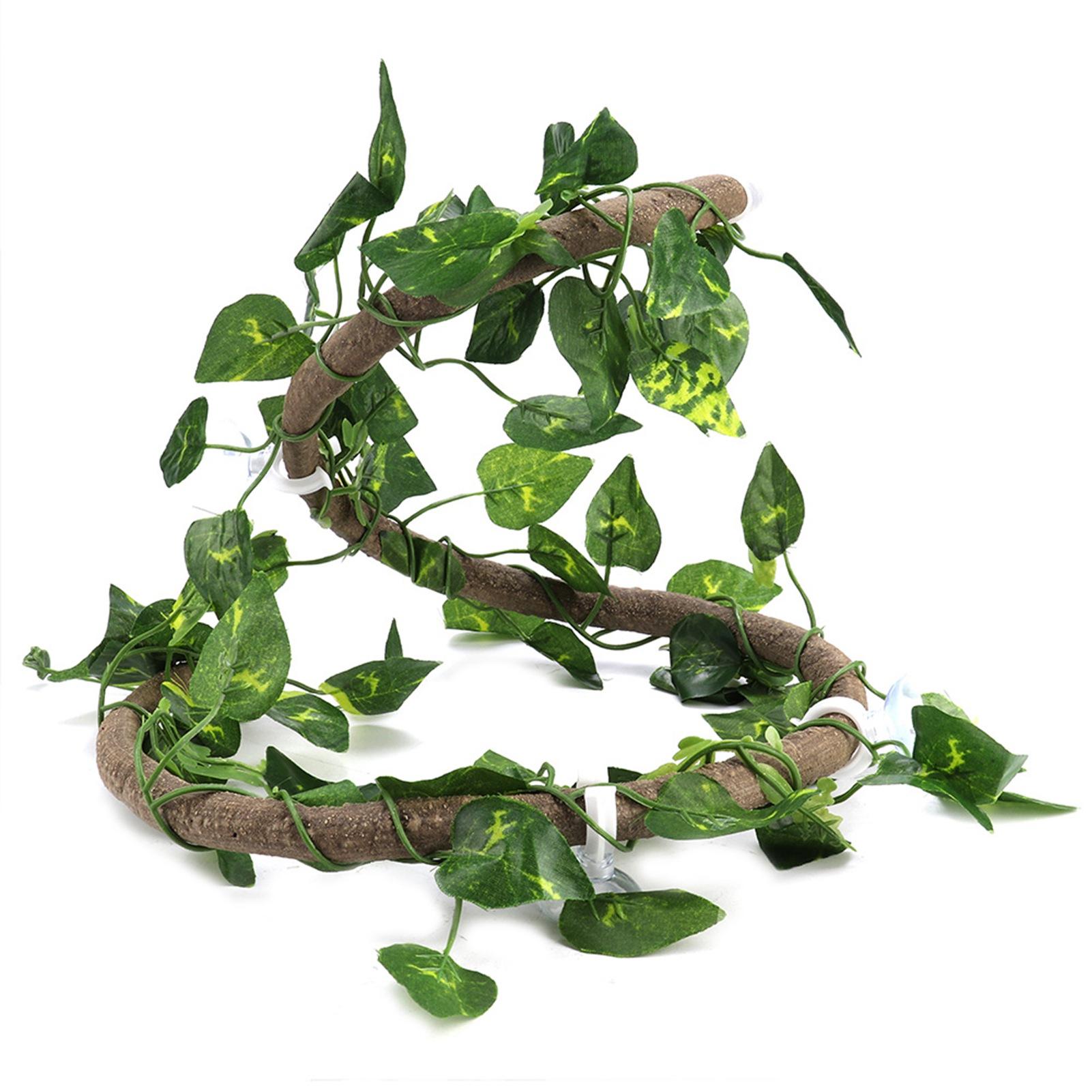 Reptielen Klimtak Flexibel Jungle 3.28ft Rotan 1 Stuk Liaan(3.28ft Rotan+Scindapsus Bladeren)