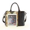 Men's Classic Canvas Business Briefcase: Horizontal Shoulder Bag with Cowhide Accents for Laptop and Daily Use