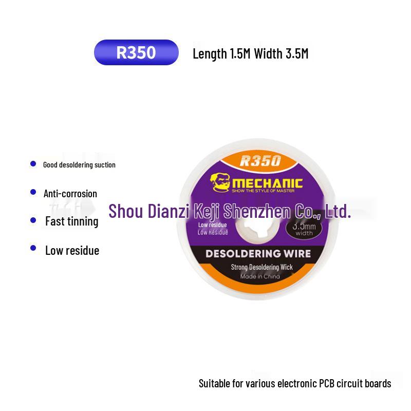 Efficient R350 Desoldering Wick for Quick Solder Joint Cleaning and PCB Scum Removal