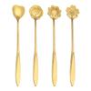 4PCS/Set 17.6-17.8cm Stainless Steel Flower Shape Spoons Tableware Teaspoon Dessert Coffee Spoon for Mixing Stirring