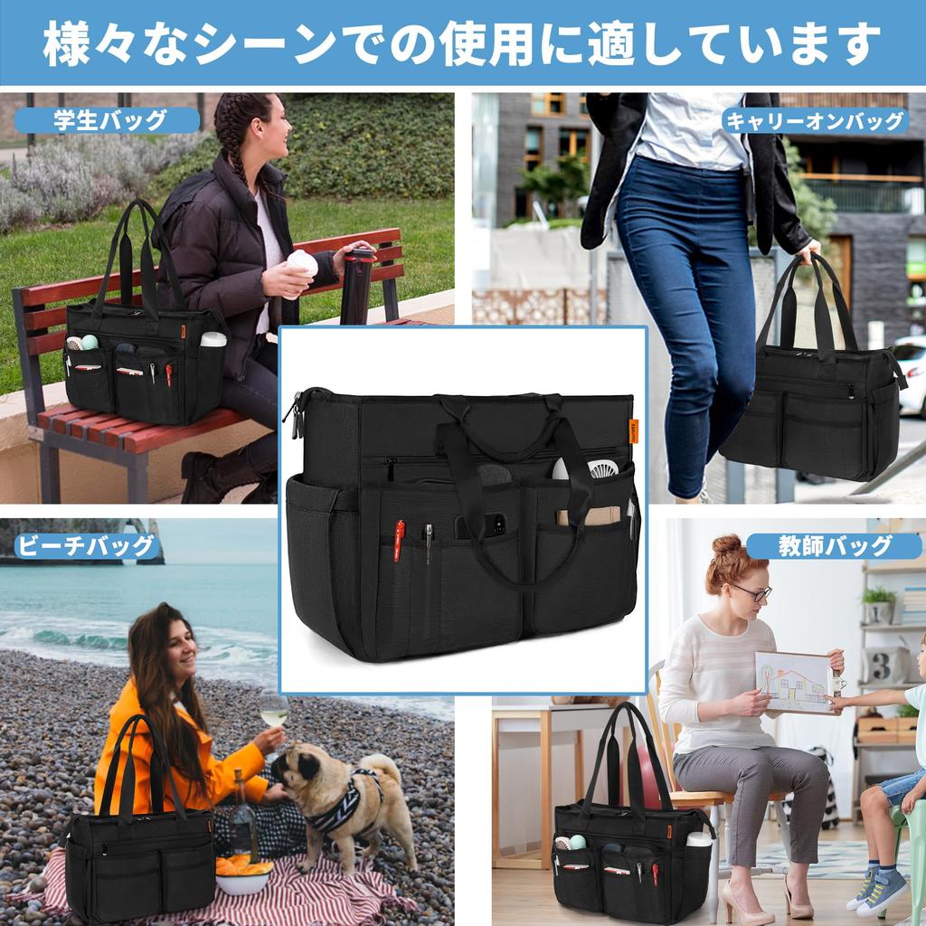 TORIBIO Tote Bag with Multiple Pockets, Multifunctional, Freestanding, Large Capacity, Ideal for Teachers, Nurses, and Visiting Nurses, Tool Bag,