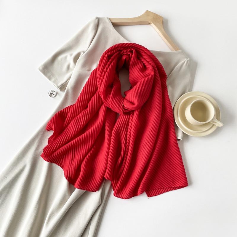 Solid color imitation cotton and linen silk scarf pleated women * 0cm square scarf imitation silk scarf headscarf