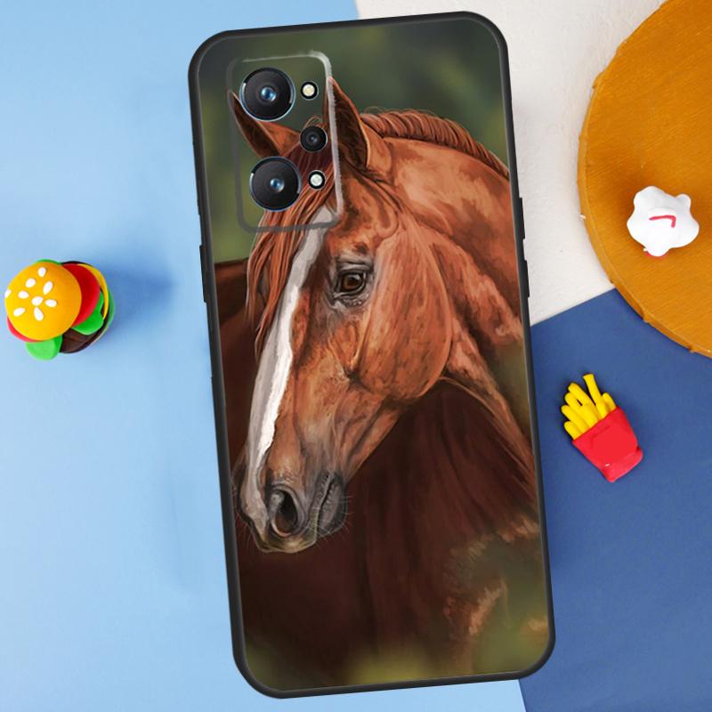 Horse Pony Painted For Realme 11 10 12 13 14 Pro Plus GT 5 6 6T GT7 Pro C61 C53 C51 C21Y C25S C55 C67 C75 Case