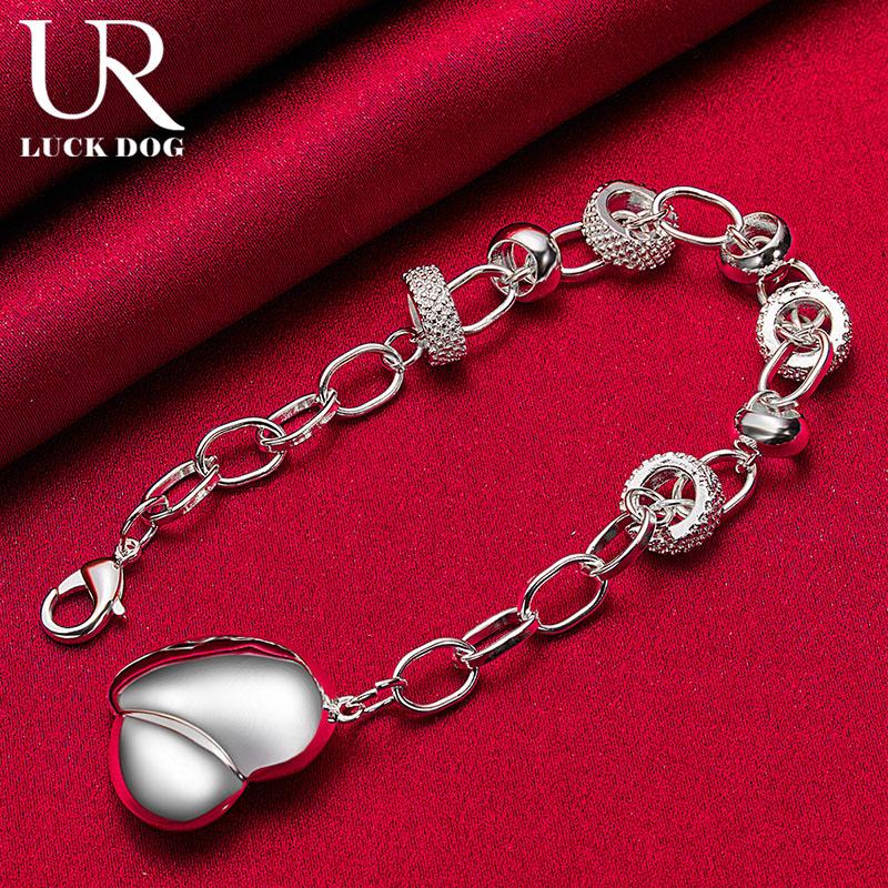 925 Sterling sølv hjerteformet armbånd Fasjonable bryllupssmykker
