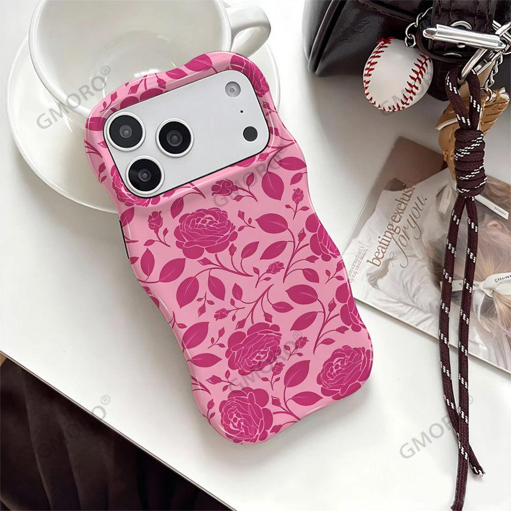 Red Rose Mobile Phone Case Apple 15promax Premium Sense Wave 2-in-1 Film Case iPhone17 Women's Model