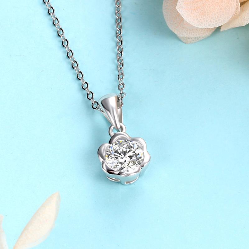 Flower Diamond Pendant Korean Version Temperament Niche Design Sense Fashion Necklace Female Ins Style