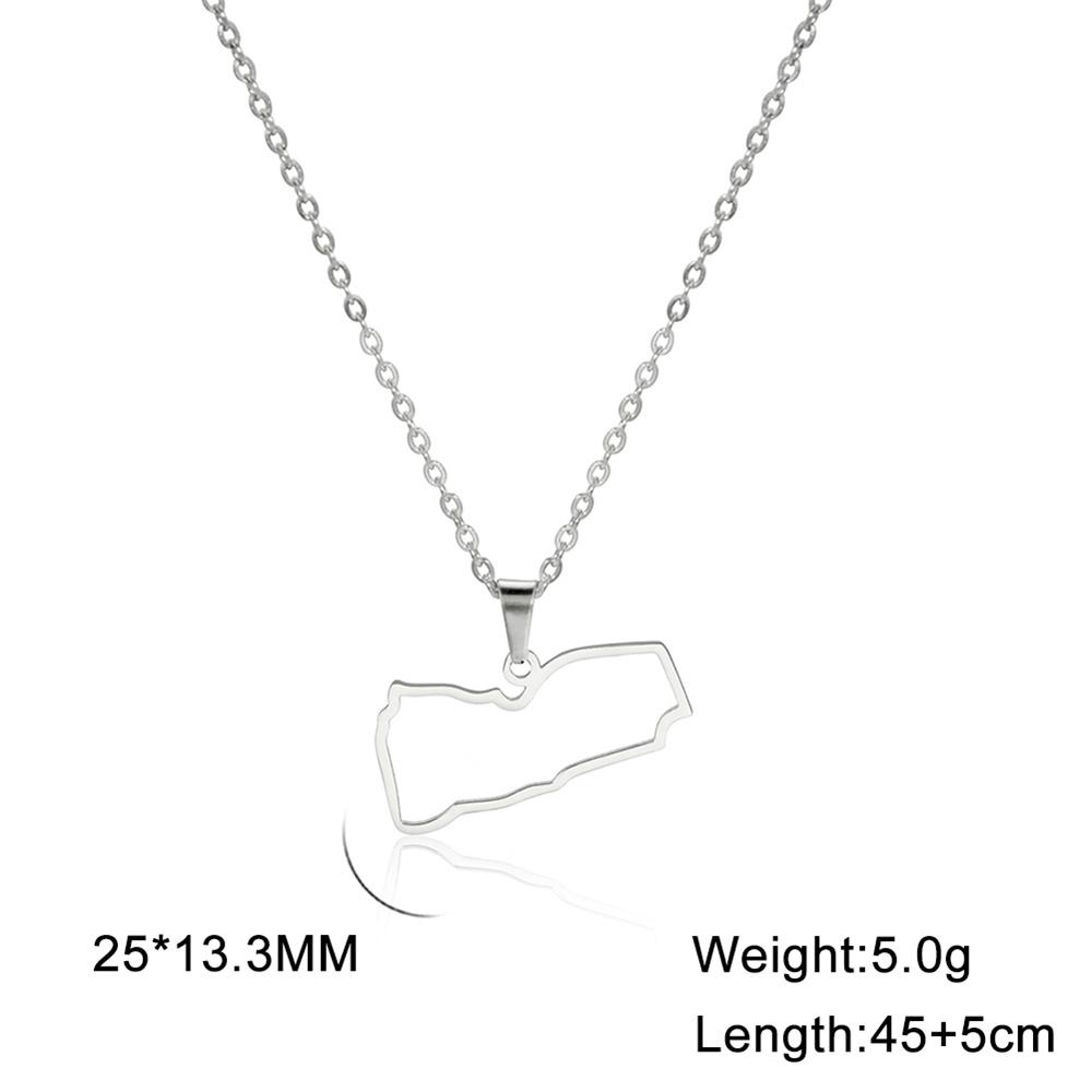 

Yemen Map Outline Pendant Necklace for Women Men Stainless Steel Arabic Country Geography Necklaces Ethnic Jewelry Gifts