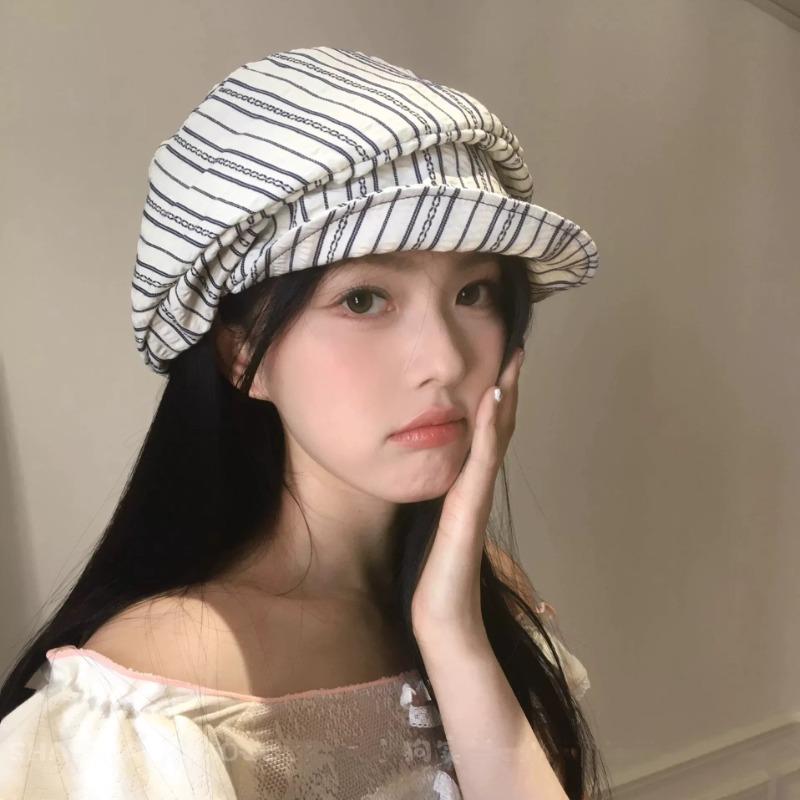 

Autumn beret women s irregular folds big head circumference octagonal hat high-end women s hat spring and summer show small face