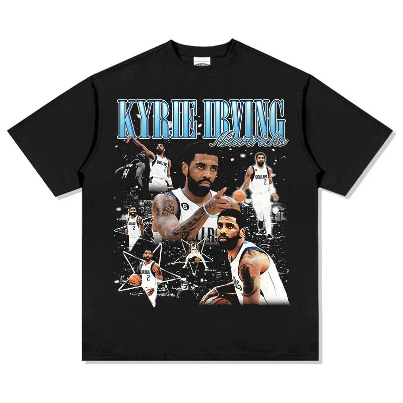 

Stylish Black Kyrie Irving Dallas Mavericks Basketball Star Graphic Casual Cotton Short-Sleeve T-Shirt 4XL