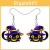 Halloween Themed Cat Pumpkin Skull And Dog Pattern Women Acrylic Earrings For Casual Outfits