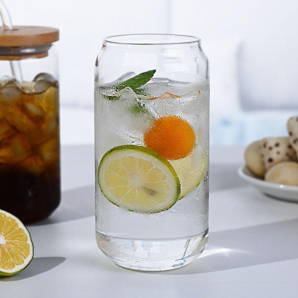 470ml/550ml Glass Cup with Bamboo Lid and Straw Bubble Tea Cup Glasses Cups Transparent Beer Can Coffee Cup Cold Wine Cola