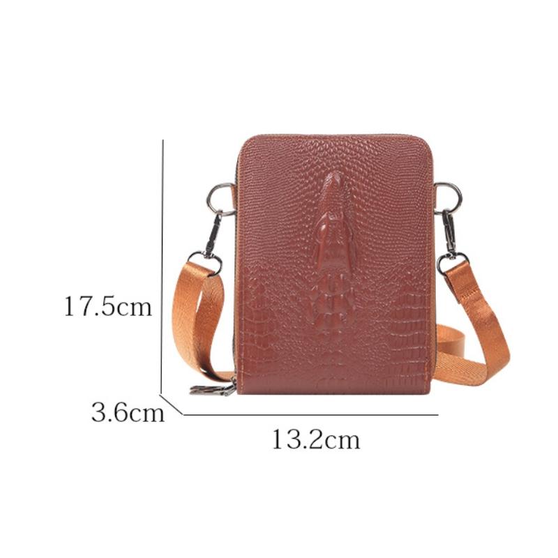 Fashion Men's Crossbody Bags New Crocodile Texture Shoulder Bags Fashion Small Zipper Cell Phone Bags Male Business Handbags