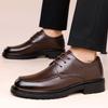 High Quality Men's Casual Leather Business Shoes Round Toe Lace-Up Office Walking Shoes 2026 New Comfy Thick Bottom Oxford Shoes