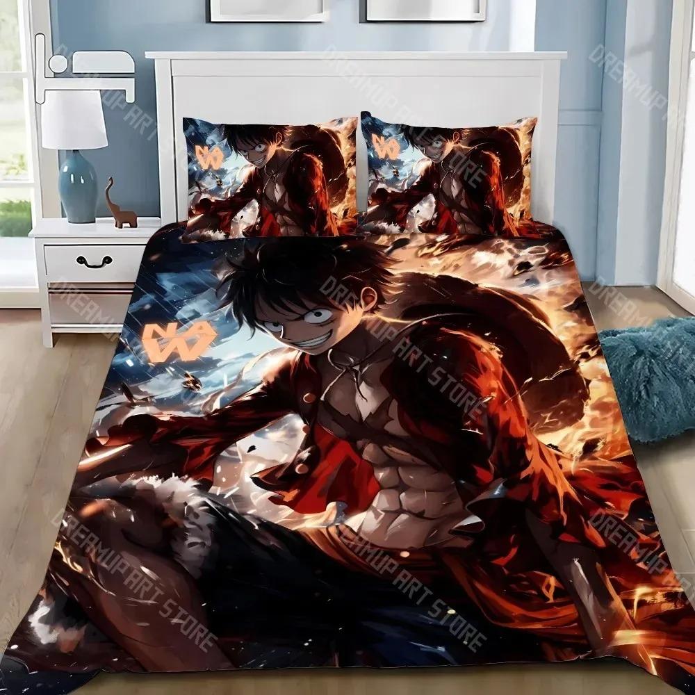 One Piece Duvet Cover Pillowcase, Luffy Cartoon Print Children's Bedding Set, Bedroom Decoration Adult Boy Gifts
