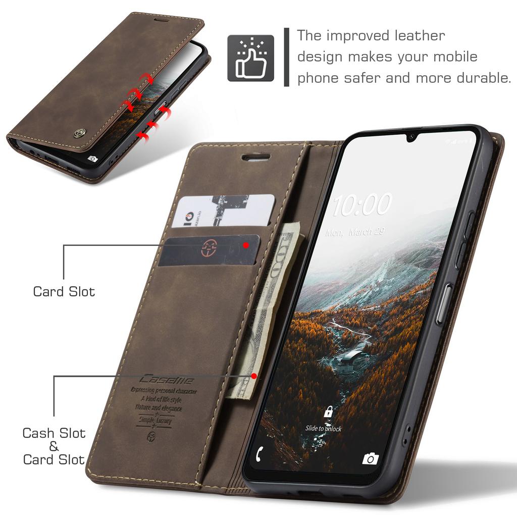 Custodia Flip in Pelle PU Lusso Caseme per Samsung Galaxy A08 A07 A06 Slot Carte Supporto Copri Telefono a Libro Copri Portafoglio Carte
