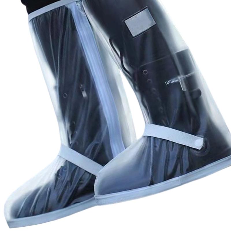 Waterproof Rainproof PVC Boot Shoe Covers Slip Resistant Zippered Galoshes For Hiking Cycling Daily Commuting