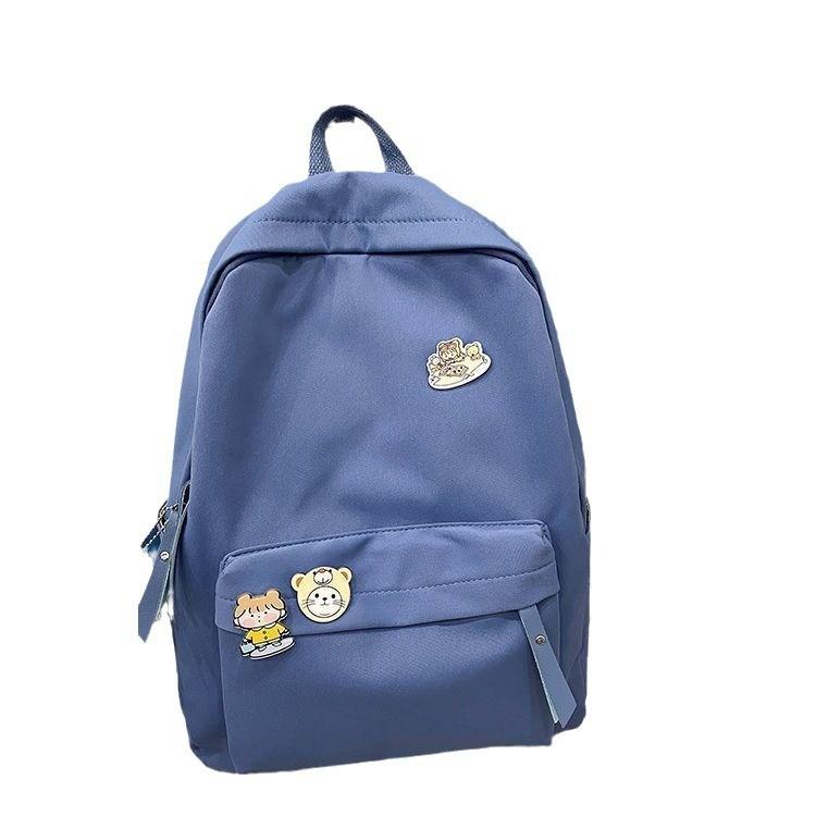 Solidcolor Backpack Shoulder Bag High School Students Junior High Unisex Gift
