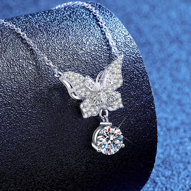 New S925 Silver Bow Tassel Women's Necklace Pendant Niche Fashion Exquisite High-quality Wedding Jewelry