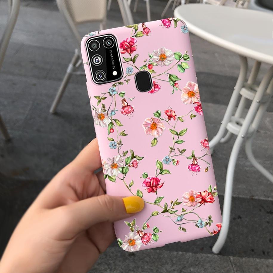 Silikonový kryt Pro Samsung M31 M 31 Obal Čerstvá květina Pírko Nárazuvzdorný kryt telefonu Pro Samsung Galaxy M31s M31 s M315 M317 Etui