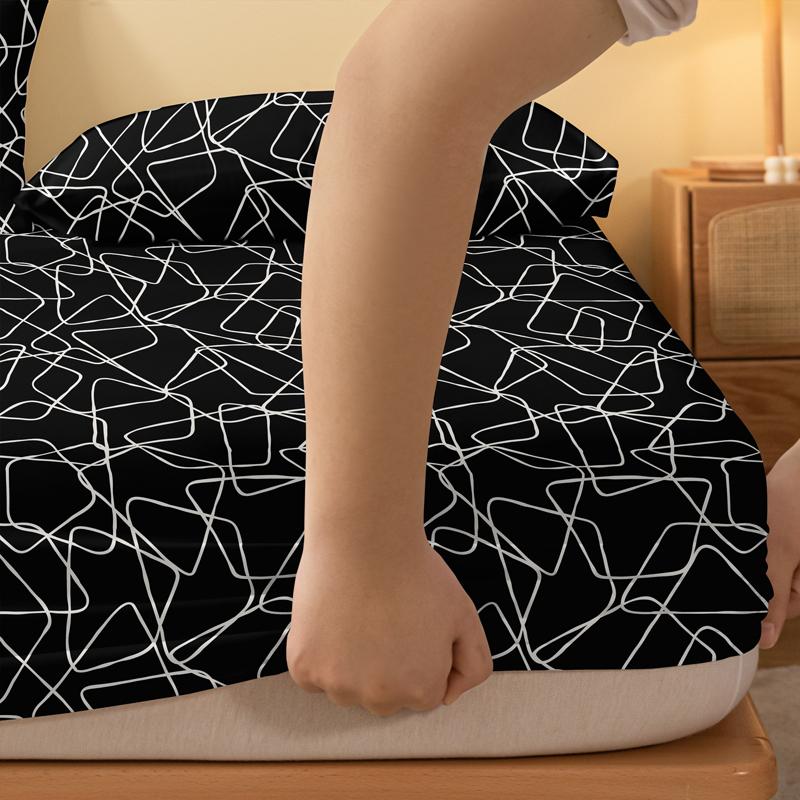 Simple 1 Modern Geometric Trapezoid Printed Matte Bed Sheet, Bedroom Printed Bed Cover, Bedding Excluding Pillowcases