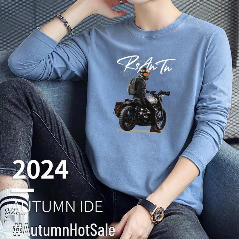 240g Double-Sided Liquid Ammonia Cotton Long Sleeve Unisex T-Shirt - New Solid Color Casual Base Layer for Autumn/Winter 2024