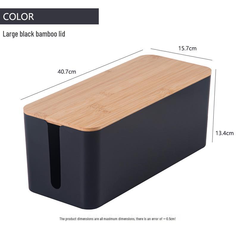Minimalist Cable Management Box with Bamboo Lid