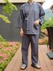 MY Cotton Samue 3 Hospital Nightwear [KISS LIFE] Men's 100% Open-front Pajamas, Style, Colors, Pajamas, Men's Roomwear, (Charcoal Gray, LL)