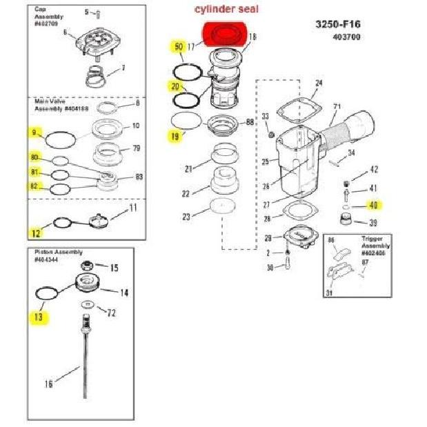 402725 O ring Cylinder Seal Kit for Paslode Finish Nailer 3250 3200 3150