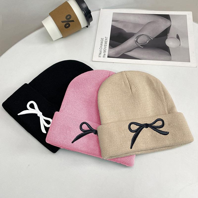 Autumn and Winter New Knitted Hat Children's Trend Versatile Cold Hat Outdoor Bow Wool Hat