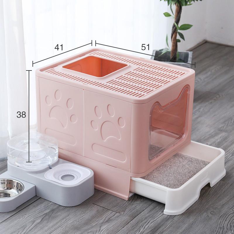 Cat Litter Box Foldable, Drawer Top-entry Fully Enclosed Large Anti-splash Cat Toilet Cat Basin Shit Deodorant