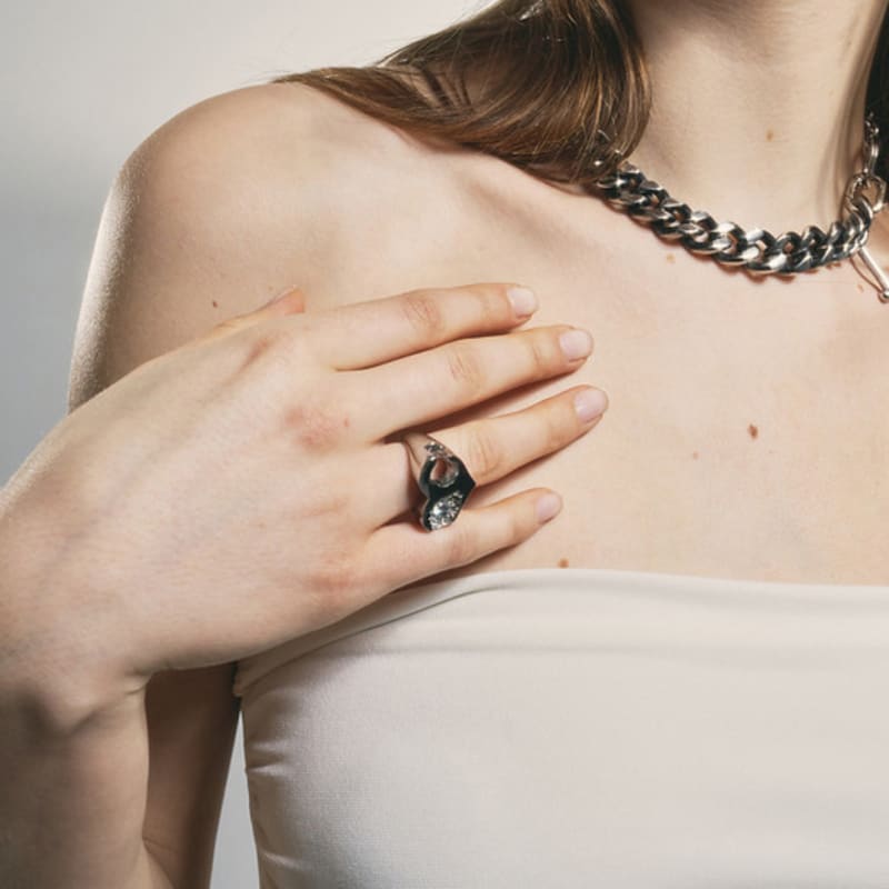 SENTIMENTS NO.307 [SILVER] HEART METEOR RING