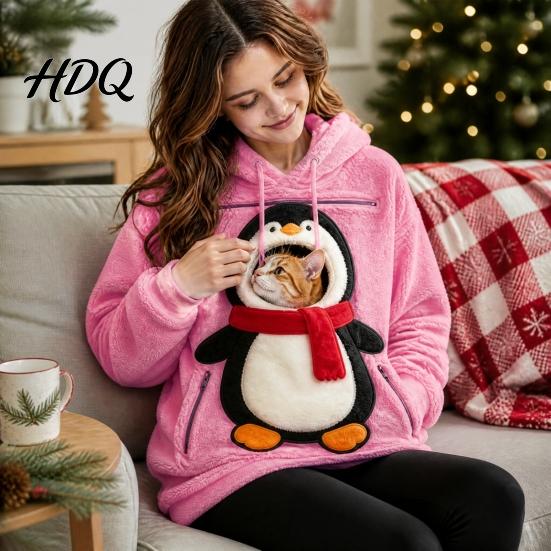 Zachte Polyester Draag Hoodie Pullover Kerst Huisdier Mannen Sweatshirt voor Vrouwen met Kangoeroe Vakantie Liefhebber
