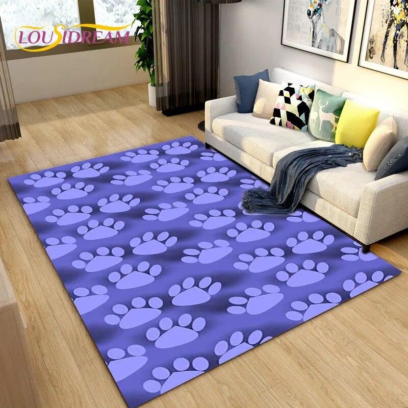 3D Pets Footprint Sole Series Area Rug Large,Carpet Rug for Living Room Bedroom Sofa Doormat Decoration,kids Non-slip Floor Mat