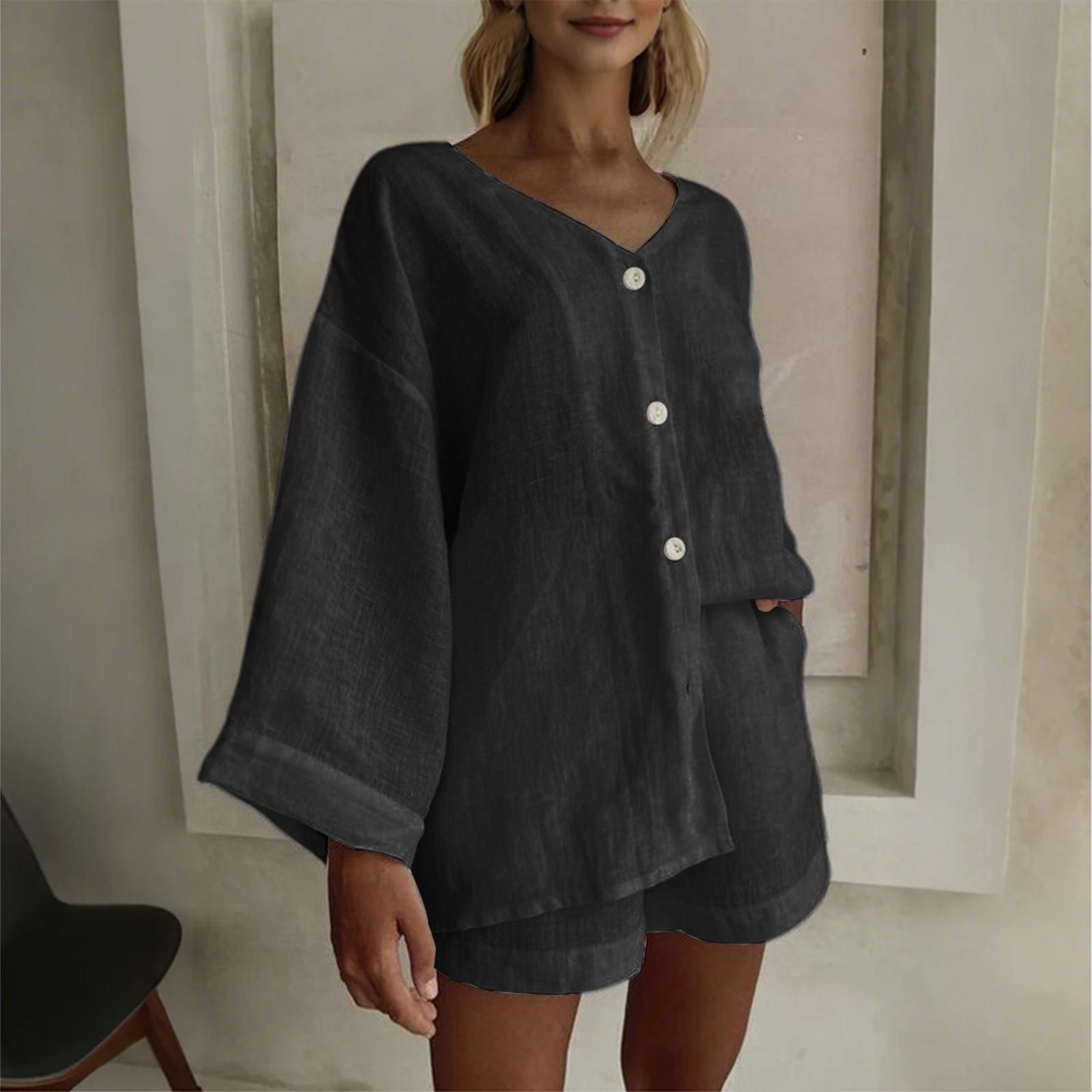 

Women s Fashion Rest Shirt And Shorts Casual Suit L чёрный