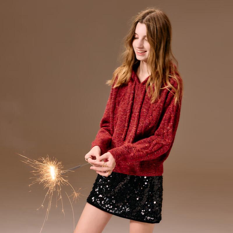 

Sancai 2025 Winter Hooded Knit Loose Sweater for Women XL