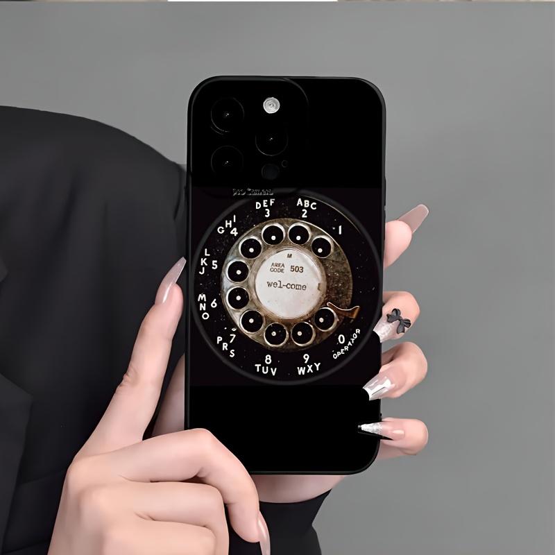 Retro Dial Phone Pattern Phone Case Suitable for iPhone 17 16 15 14 13 12 11 Pro/Max/Plus Anti Drop and Shockproof Back Cover