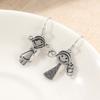 Vintage Silver Color Metal Carving Cute Small Couple Pattern Dangle Earrings for Women Jewelry