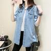 Autumn Denim Shirts And Blouse For Women Korean Style Long Sleeve Top Blue Or Sky Blue Color Jeans Elegant Blouses