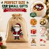 Small Fabric Gift Packaging Christmas Jute Burlap Bags, Drawstring Treat Candy Pouches Bag, Reusable Linen Pouch for Holiday Party Favors Decor
