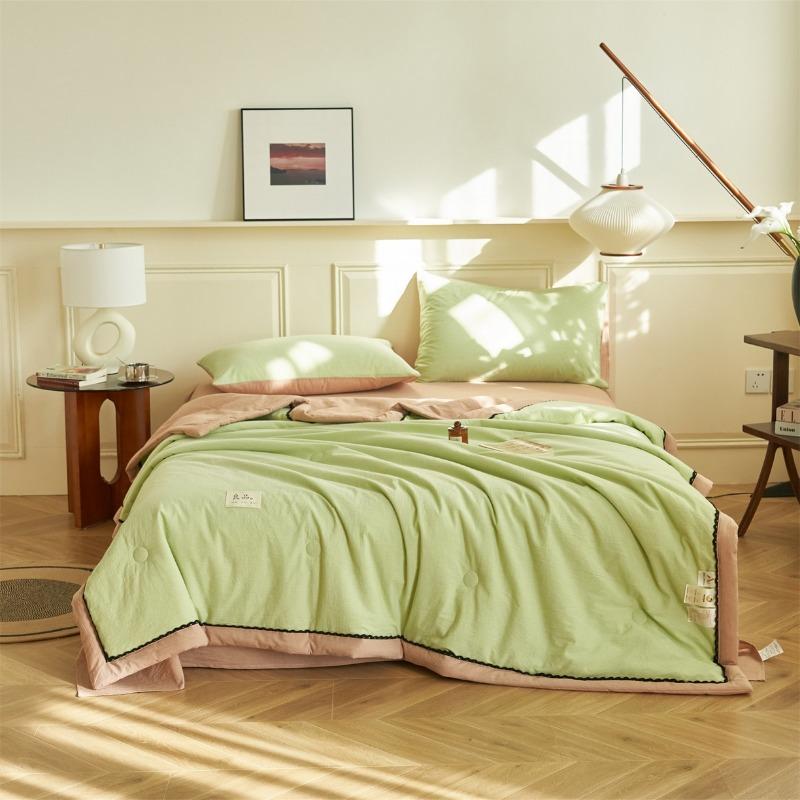 New Solid Color Double-spell Summer Quilt Four-piece Set, Pure Cotton Summer Cool Quilt Air Conditioner Quilt Three-piece Set 1.8m 4pcs 2x2.3&set