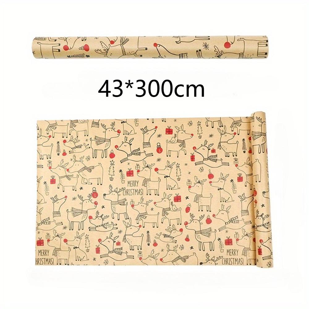 1 Roll Christmas Wrapping Paper - Cute Deer Design, Planners And Brokers, Suitable for Presents, Handmade Gifts, Gift Wrapping