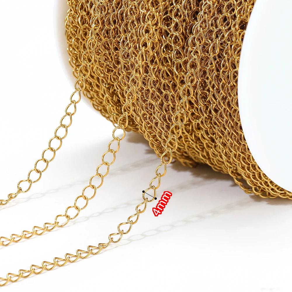 5 Meters Stainless Steel Rose Gold Necklaces Extension Tail Chain Bulk Bracelets Extender Chains for DIY Jewelry Making Supplies