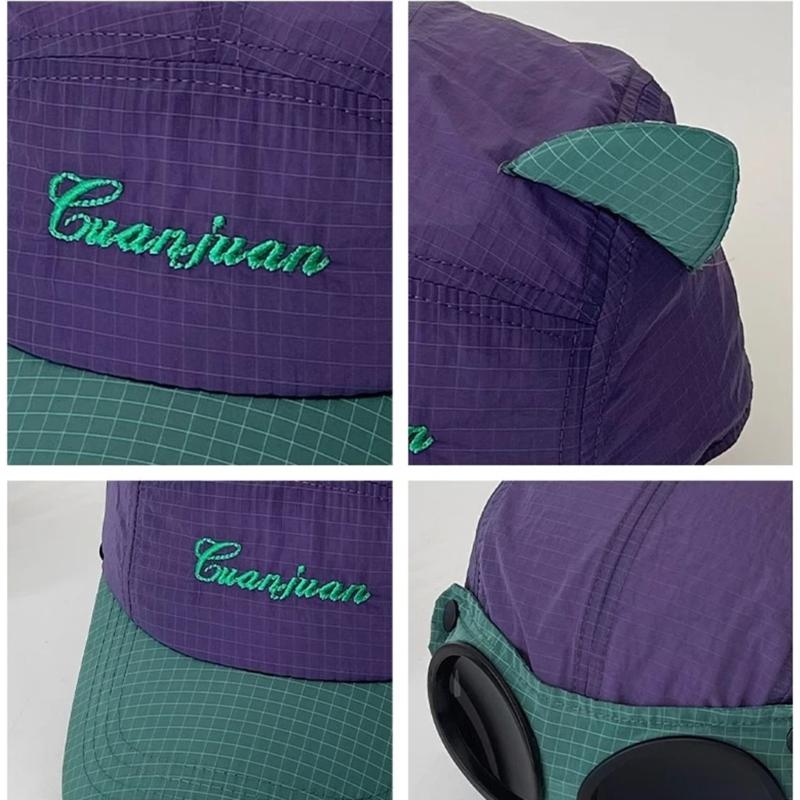 Modern Cats Ears Sun Caps with Sunglasses Breathable Sun Protective Headwear Snapbacks Hat For Outdoor Adventures