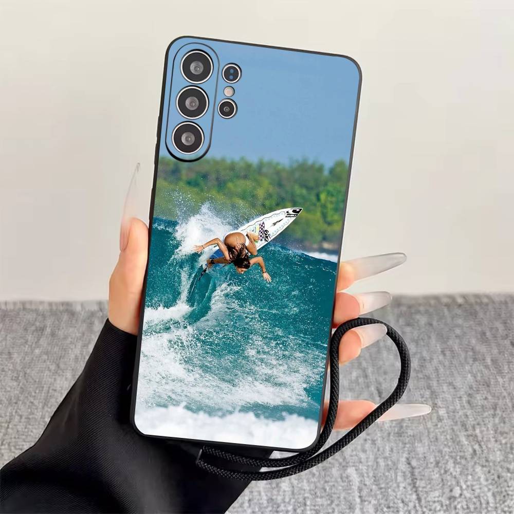

S-Surfing Phone Case Black Silicone Soft For Samsung S25,S24,S21,S22,S23,S30,Ultra,S20,Plus,Fe,Lite Samsung S26ULTRA