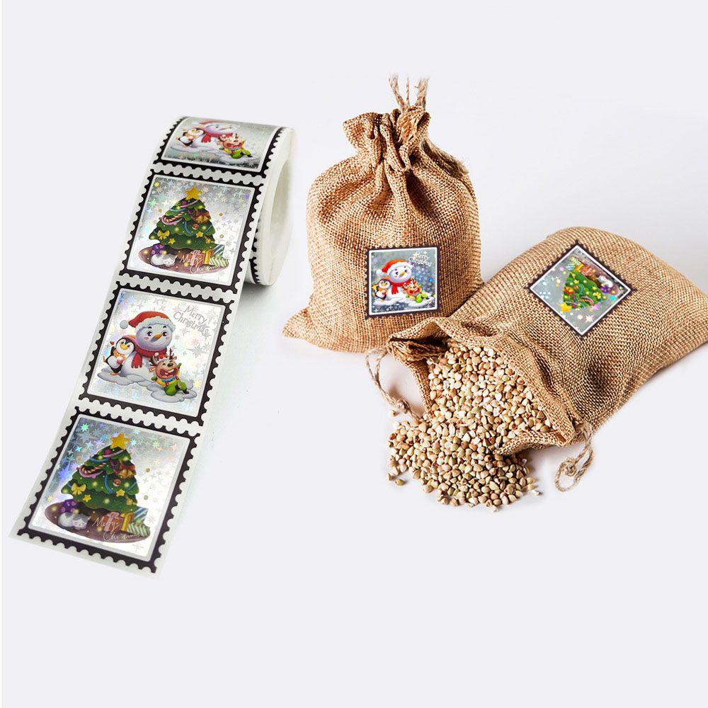 Christmas Tree Adhesive Labels Merry Christmas Stickers Bronzing Stickers Cards Present Decor