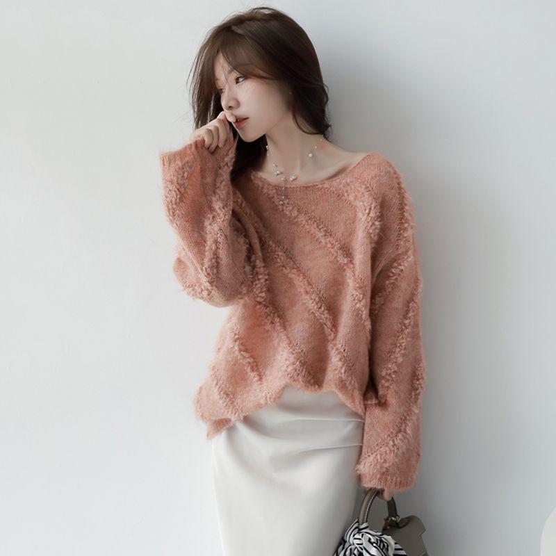 Women's Long Sleeve Sweater Off Shoulder Elegant Commuter Loose Fit Knit Top