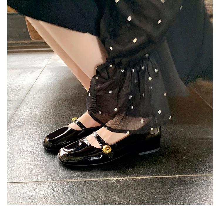 Whole cowhide~ Small gold buckle super soft sole not tired feet, genuine leather single shoes women's spring Mary Jane small leather shoes, fla