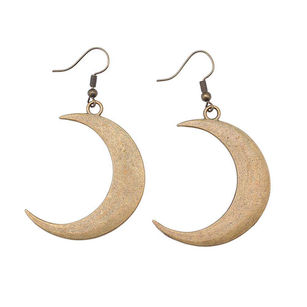 Matte Crescent Moon Dangle Earrings Sun Minimalist Gothic Lunar Drop Earrings Dark Celestial Jewelry