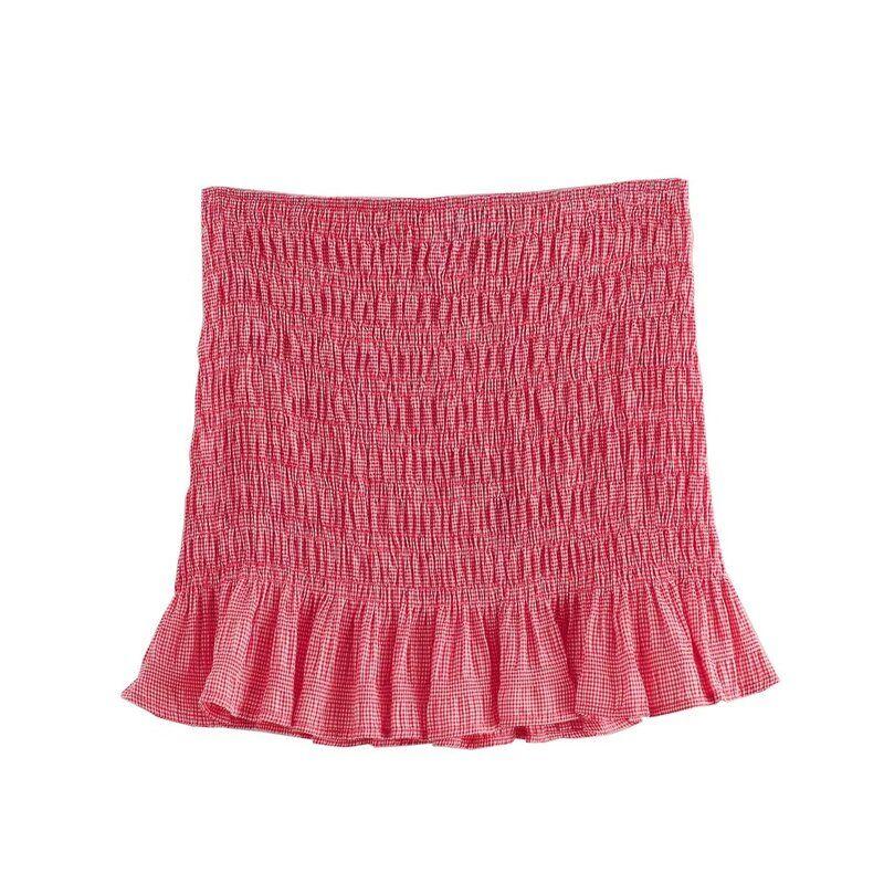

Fashion New Women s Clothing Summer Plaid Strap Pleated Short Top Elastic Waist Mini Skirt 3114305 094 Skirt L